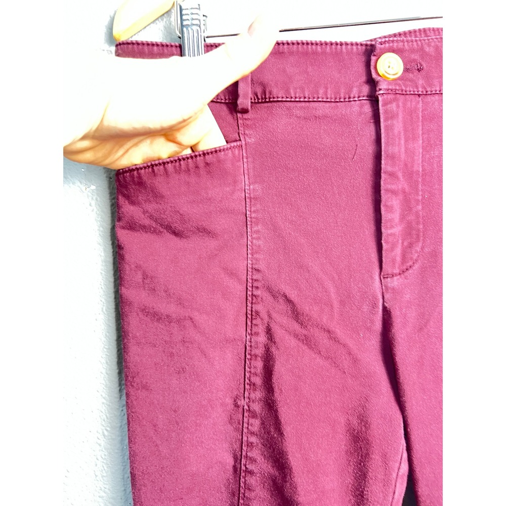 LOFT Outlet Womens Skinny Ankle Pants Burgundy Front‎ Seam Stretch Size 12 - Picture 2 of 10